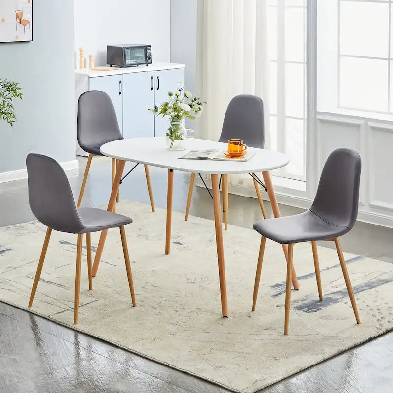 Chaise de salle à manger rembourrée, sans accoudoirs à dossier bas, lot de 4 – Tissu éponge / Tissu / Velours