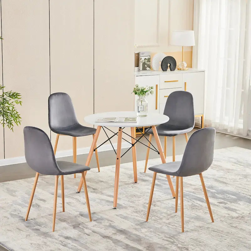 Chaise de salle à manger rembourrée, sans accoudoirs à dossier bas, lot de 4 – Tissu éponge / Tissu / Velours