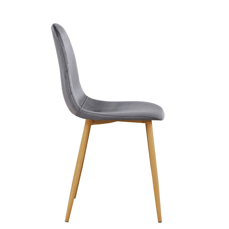 Chaise de salle à manger rembourrée, sans accoudoirs à dossier bas, lot de 4 – Tissu éponge / Tissu / Velours