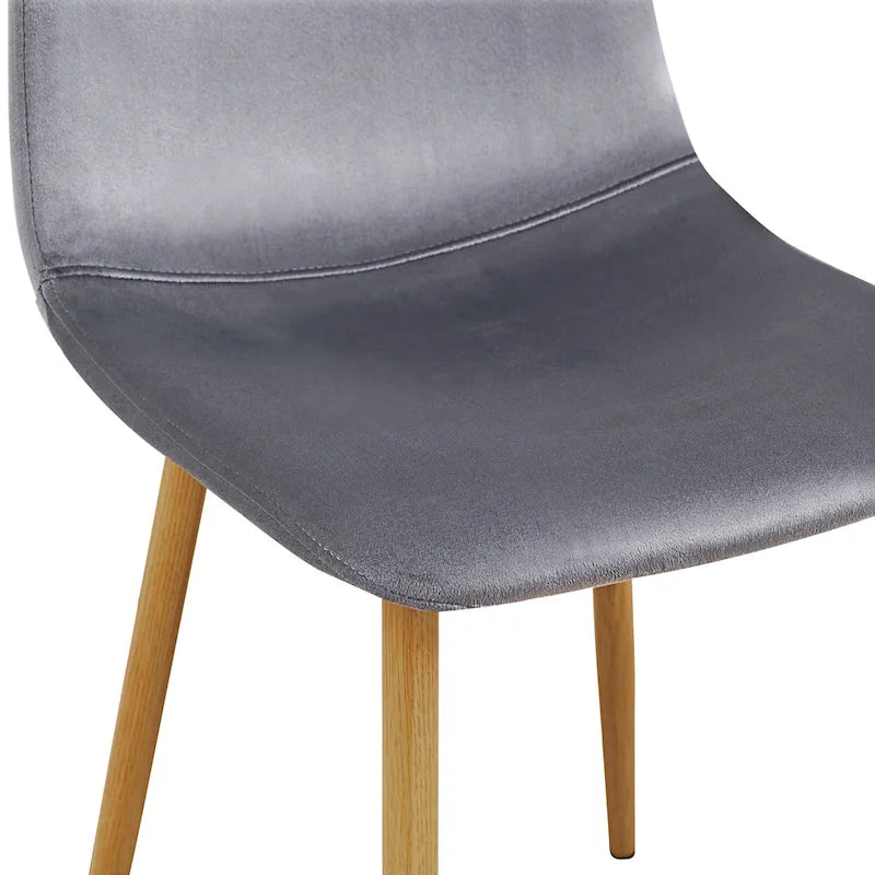 Chaise de salle à manger rembourrée, sans accoudoirs à dossier bas, lot de 4 – Tissu éponge / Tissu / Velours