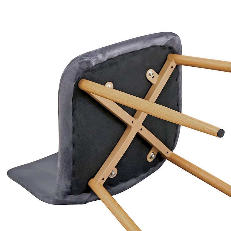 Chaise de salle à manger rembourrée, sans accoudoirs à dossier bas, lot de 4 – Tissu éponge / Tissu / Velours
