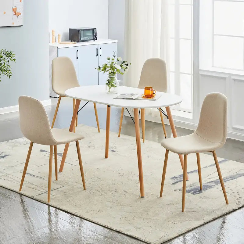 Chaise de salle à manger rembourrée, sans accoudoirs à dossier bas, lot de 4 – Tissu éponge / Tissu / Velours