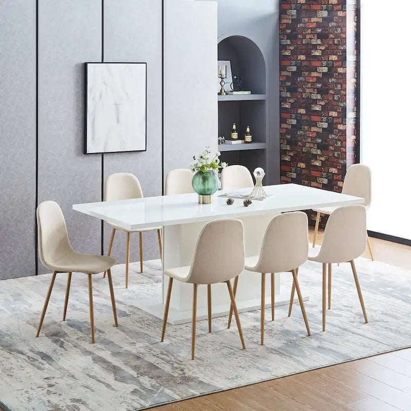 Chaise de salle à manger rembourrée, sans accoudoirs à dossier bas, lot de 4 – Tissu éponge / Tissu / Velours