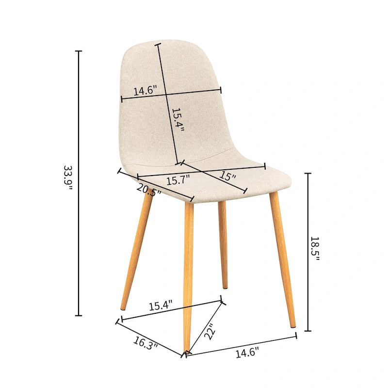 Chaise de salle à manger rembourrée, sans accoudoirs à dossier bas, lot de 4 – Tissu éponge / Tissu / Velours