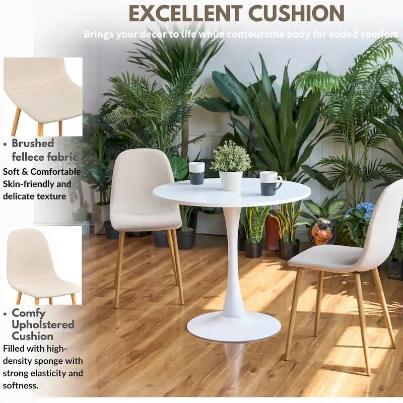 Chaise de salle à manger rembourrée, sans accoudoirs à dossier bas, lot de 4 – Tissu éponge / Tissu / Velours