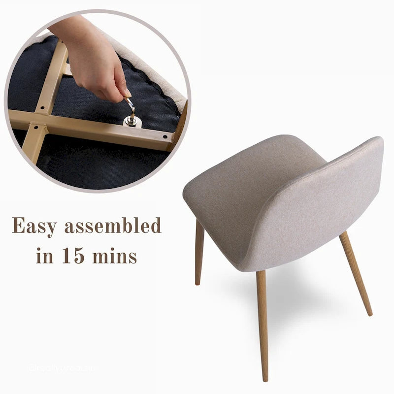 Chaise de salle à manger rembourrée, sans accoudoirs à dossier bas, lot de 4 – Tissu éponge / Tissu / Velours