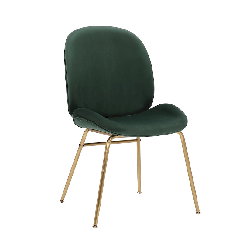 Chaise de salle à manger sans accoudoirs en velours avec pieds dorés – Bleu / Vert / Rose / Gris, 1 place