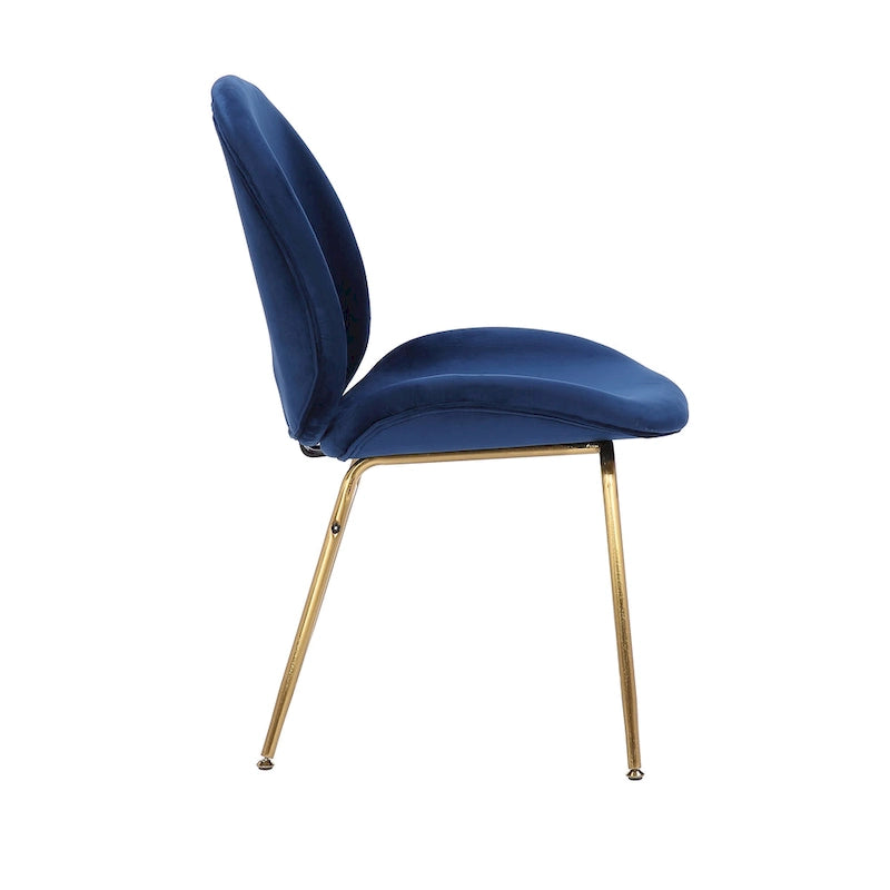 Chaise de salle à manger sans accoudoirs en velours avec pieds dorés – Bleu / Vert / Rose / Gris, 1 place
