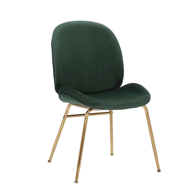 Chaise de salle à manger sans accoudoirs en velours avec pieds dorés – Bleu / Vert / Rose / Gris, 1 place