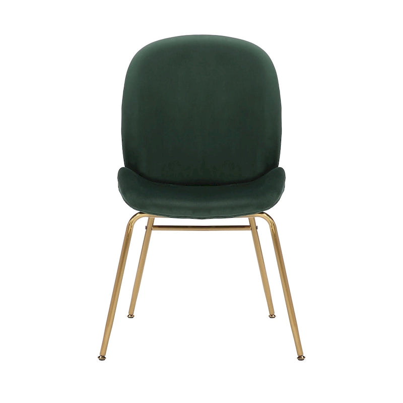 Chaise de salle à manger sans accoudoirs en velours avec pieds dorés – Bleu / Vert / Rose / Gris, 1 place