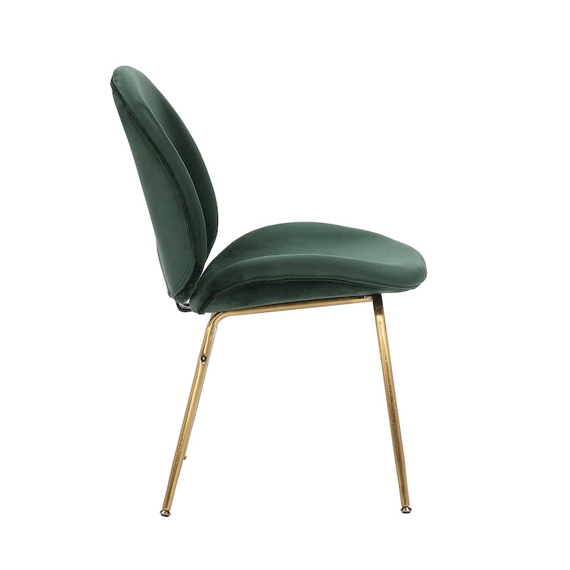 Chaise de salle à manger sans accoudoirs en velours avec pieds dorés – Bleu / Vert / Rose / Gris, 1 place