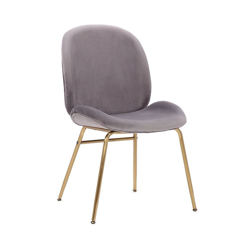 Chaise de salle à manger sans accoudoirs en velours avec pieds dorés – Bleu / Vert / Rose / Gris, 1 place