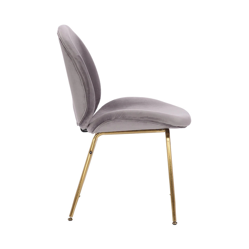 Chaise de salle à manger sans accoudoirs en velours avec pieds dorés – Bleu / Vert / Rose / Gris, 1 place