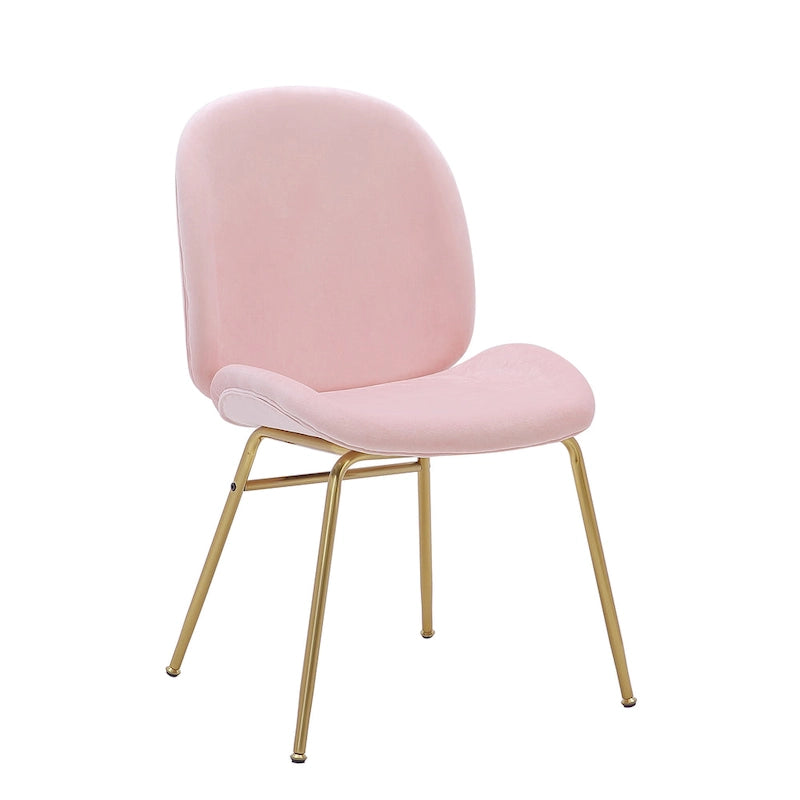 Chaise de salle à manger sans accoudoirs en velours avec pieds dorés – Bleu / Vert / Rose / Gris, 1 place