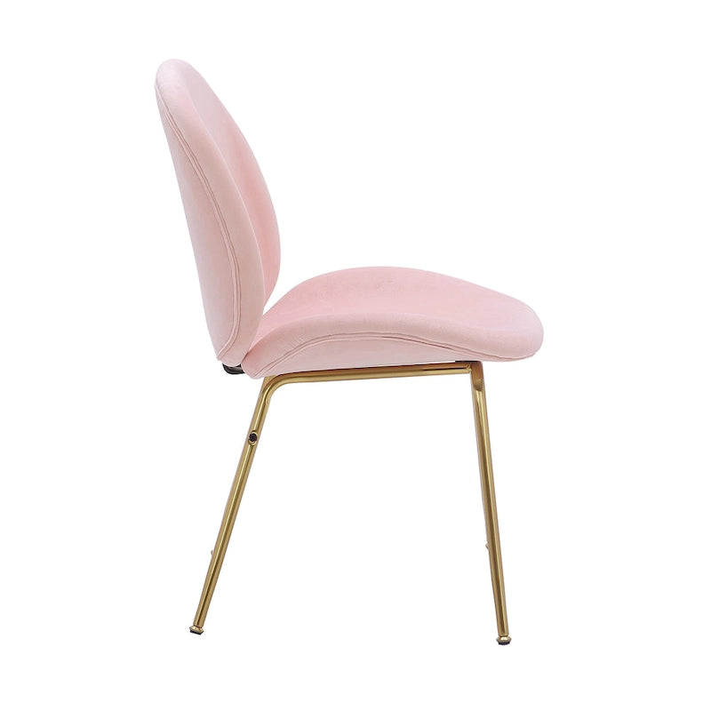Chaise de salle à manger sans accoudoirs en velours avec pieds dorés – Bleu / Vert / Rose / Gris, 1 place