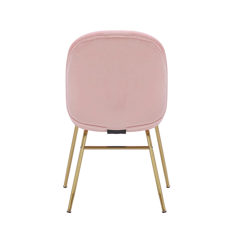 Chaise de salle à manger sans accoudoirs en velours avec pieds dorés – Bleu / Vert / Rose / Gris, 1 place