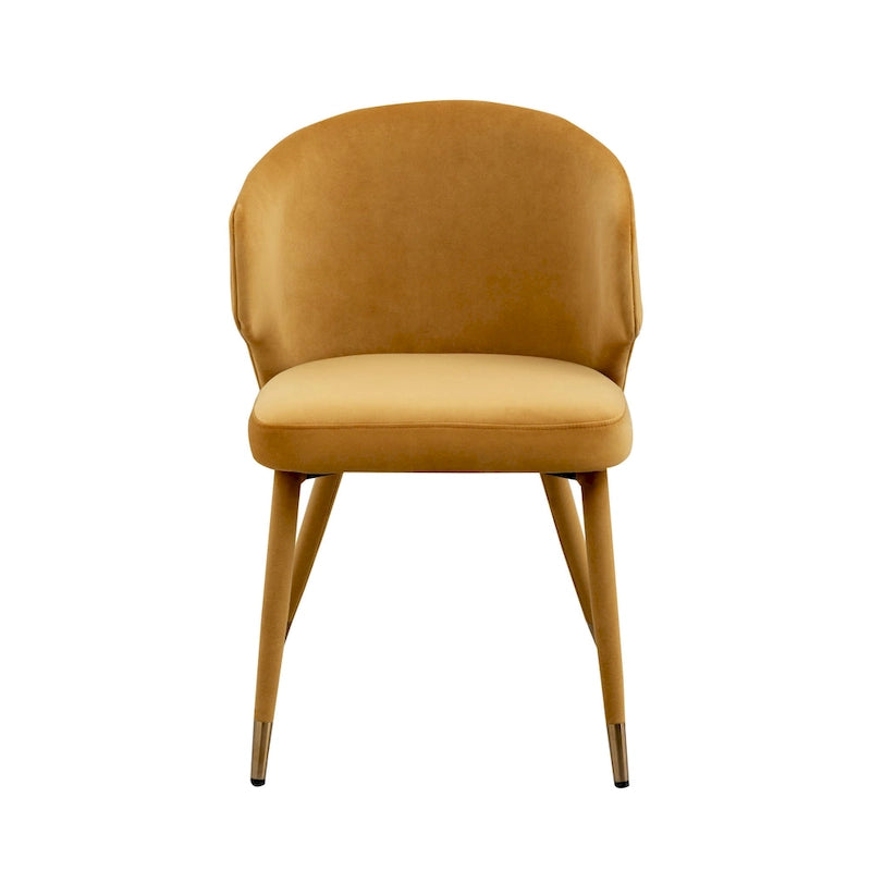 Chaises de salle à manger à dossier haut en velours avec garniture dorée, lot de 2 | Moutarde / Vert / Gris foncé / Rose / Bleu