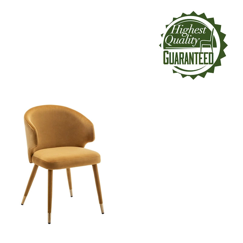Chaises de salle à manger à dossier haut en velours avec garniture dorée, lot de 2 | Moutarde / Vert / Gris foncé / Rose / Bleu
