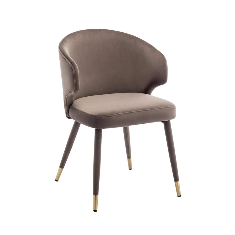 Chaises de salle à manger à dossier haut en velours avec garniture dorée, lot de 2 | Moutarde / Vert / Gris foncé / Rose / Bleu