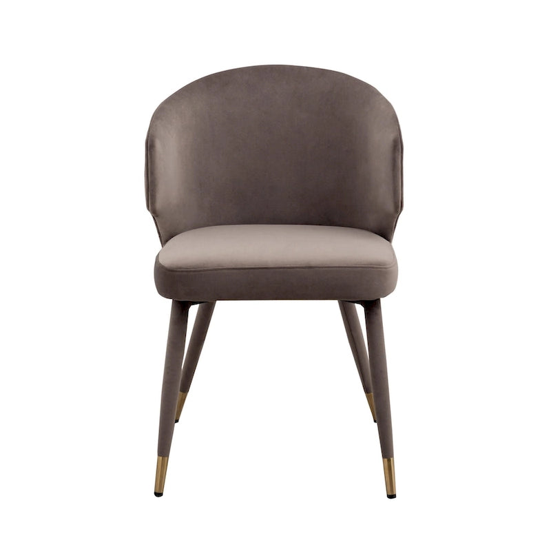 Chaises de salle à manger à dossier haut en velours avec garniture dorée, lot de 2 | Moutarde / Vert / Gris foncé / Rose / Bleu