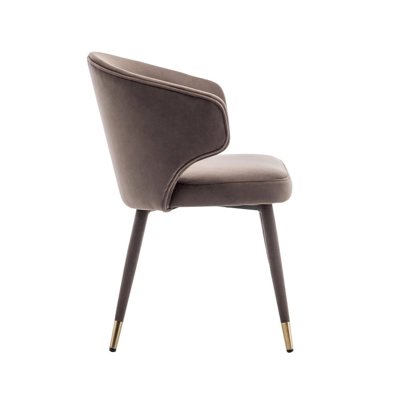 Chaises de salle à manger à dossier haut en velours avec garniture dorée, lot de 2 | Moutarde / Vert / Gris foncé / Rose / Bleu