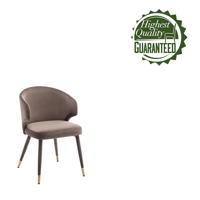 Chaises de salle à manger à dossier haut en velours avec garniture dorée, lot de 2 | Moutarde / Vert / Gris foncé / Rose / Bleu