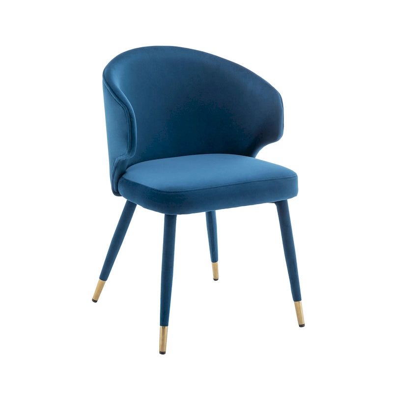 Chaises de salle à manger à dossier haut en velours avec garniture dorée, lot de 2 | Moutarde / Vert / Gris foncé / Rose / Bleu