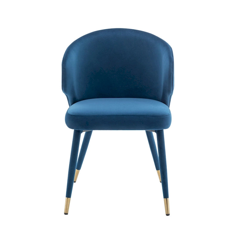 Chaises de salle à manger à dossier haut en velours avec garniture dorée, lot de 2 | Moutarde / Vert / Gris foncé / Rose / Bleu