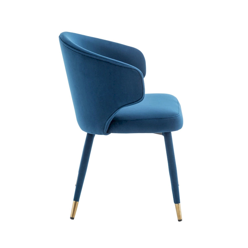 Chaises de salle à manger à dossier haut en velours avec garniture dorée, lot de 2 | Moutarde / Vert / Gris foncé / Rose / Bleu