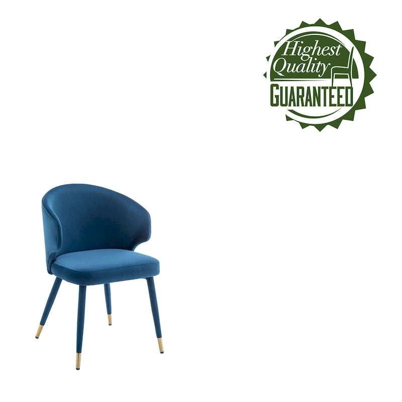 Chaises de salle à manger à dossier haut en velours avec garniture dorée, lot de 2 | Moutarde / Vert / Gris foncé / Rose / Bleu