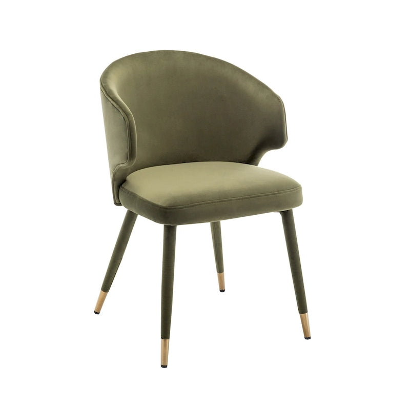 Chaises de salle à manger à dossier haut en velours avec garniture dorée, lot de 2 | Moutarde / Vert / Gris foncé / Rose / Bleu