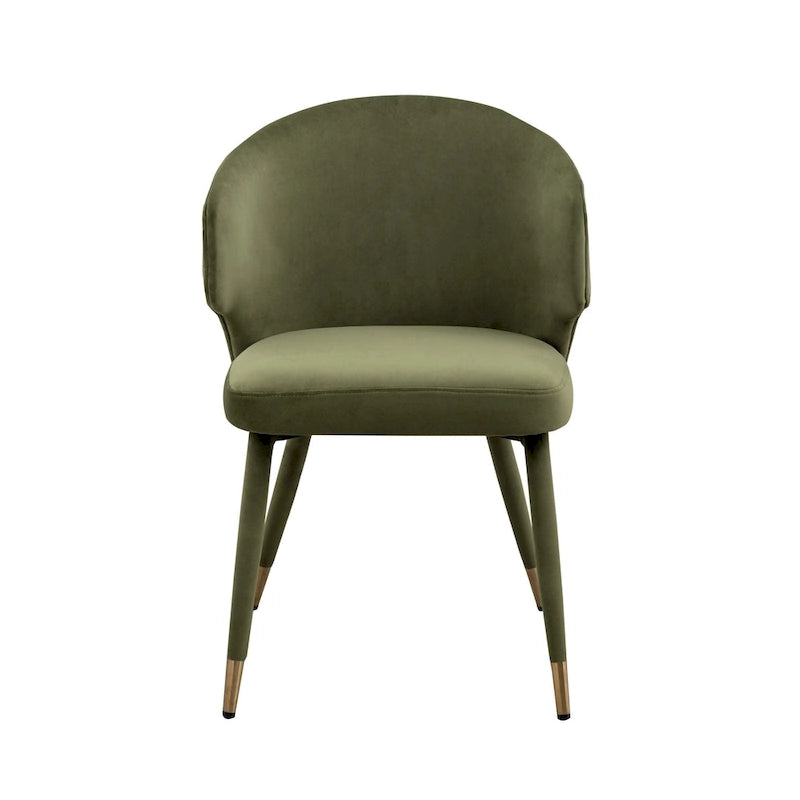 Chaises de salle à manger à dossier haut en velours avec garniture dorée, lot de 2 | Moutarde / Vert / Gris foncé / Rose / Bleu
