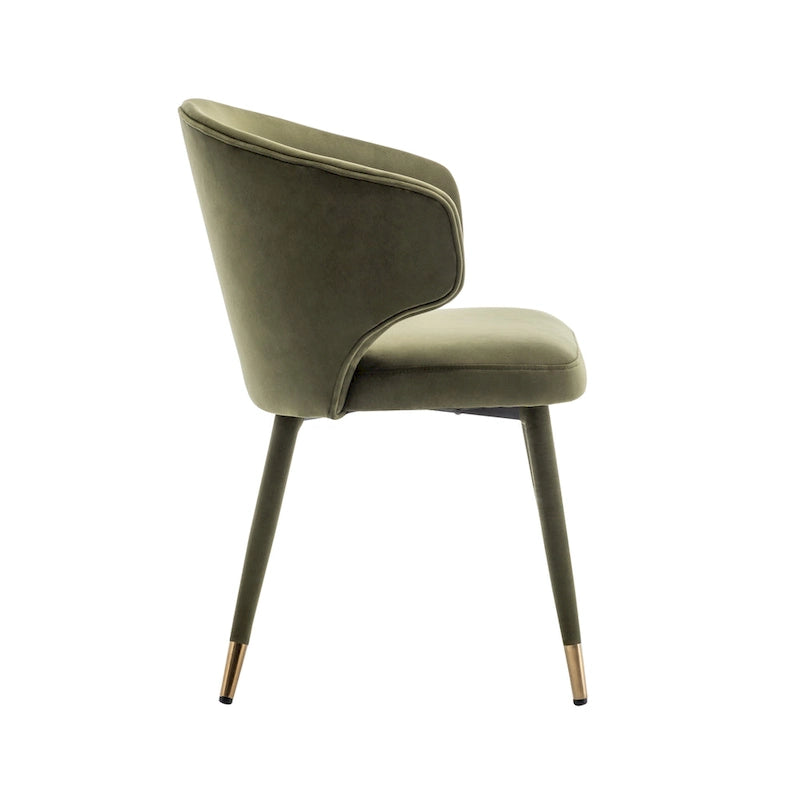 Chaises de salle à manger à dossier haut en velours avec garniture dorée, lot de 2 | Moutarde / Vert / Gris foncé / Rose / Bleu