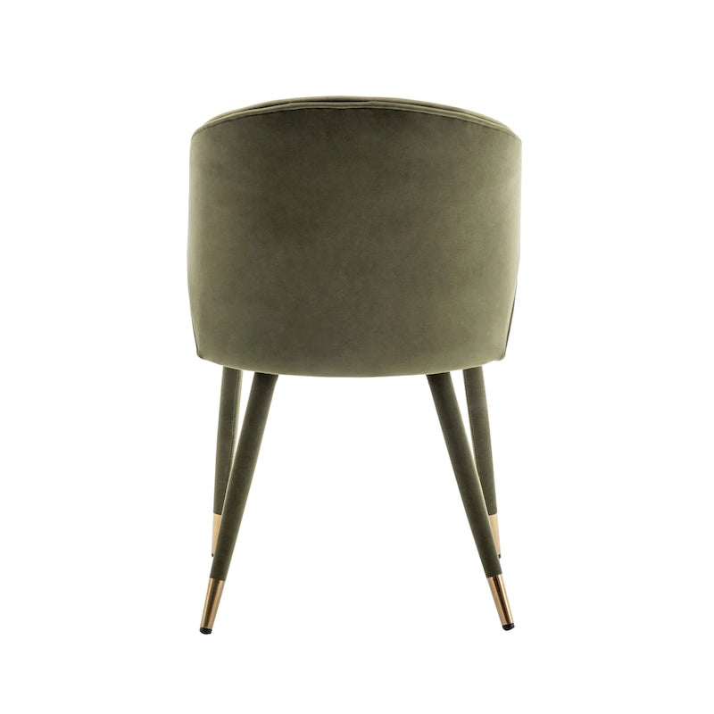 Chaises de salle à manger à dossier haut en velours avec garniture dorée, lot de 2 | Moutarde / Vert / Gris foncé / Rose / Bleu