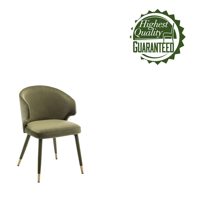 Chaises de salle à manger à dossier haut en velours avec garniture dorée, lot de 2 | Moutarde / Vert / Gris foncé / Rose / Bleu