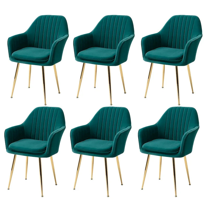 Chaises de salle à manger tapissées en velours avec accoudoirs, lot de 6