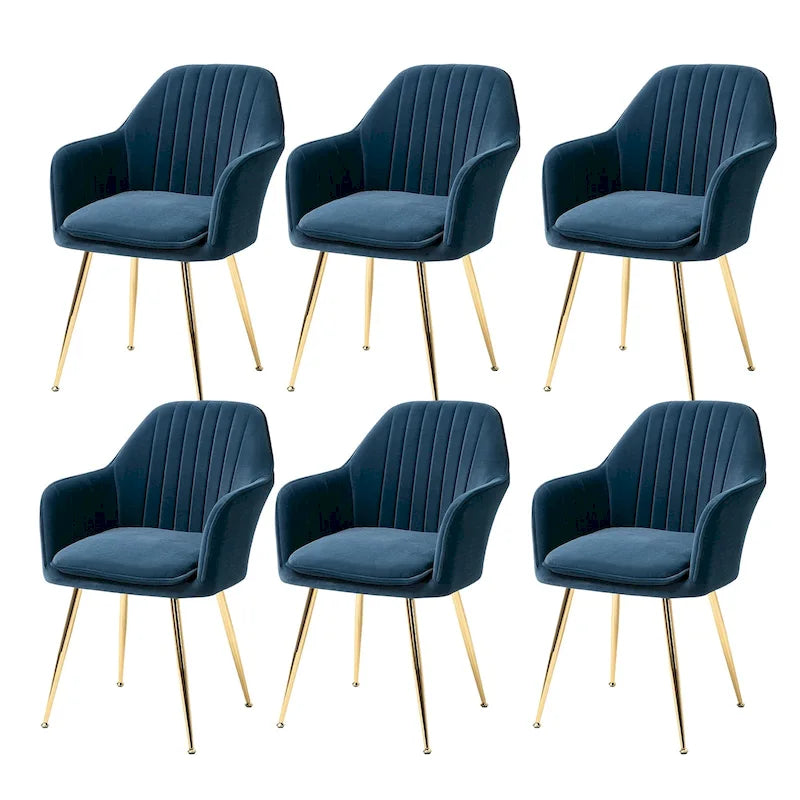 Chaises de salle à manger tapissées en velours avec accoudoirs, lot de 6