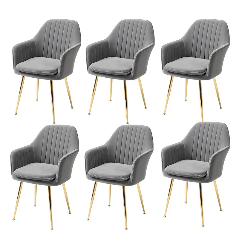 Chaises de salle à manger tapissées en velours avec accoudoirs, lot de 6