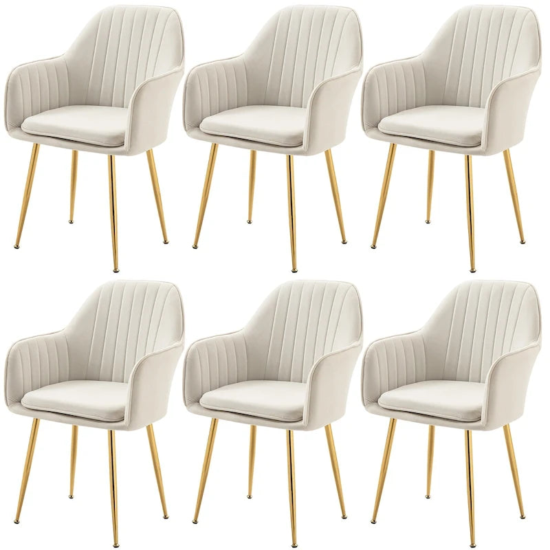 Chaises de salle à manger tapissées en velours avec accoudoirs, lot de 6