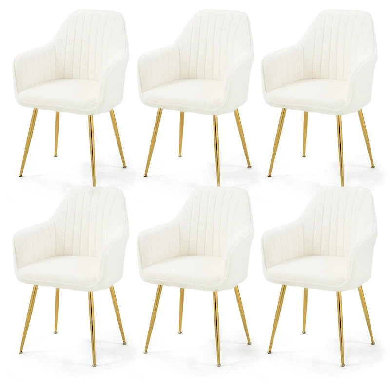 Chaises de salle à manger tapissées en velours avec accoudoirs, lot de 6