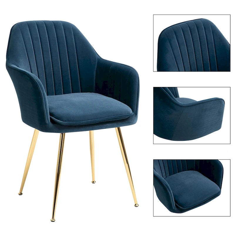 Chaises de salle à manger tapissées en velours avec accoudoirs, lot de 6