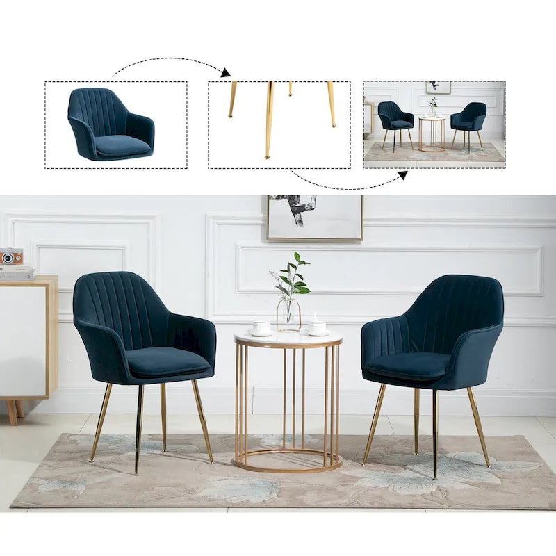 Chaises de salle à manger tapissées en velours avec accoudoirs, lot de 6