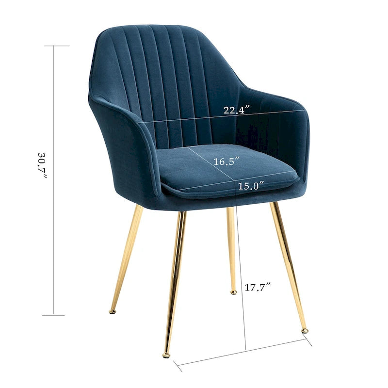Chaises de salle à manger tapissées en velours avec accoudoirs, lot de 6