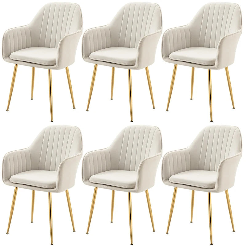 Chaises de salle à manger tapissées en velours avec accoudoirs, lot de 6