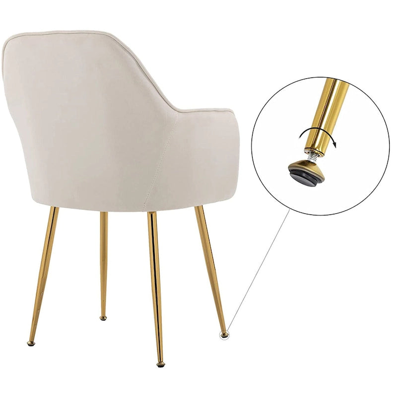 Chaises de salle à manger tapissées en velours avec accoudoirs, lot de 6