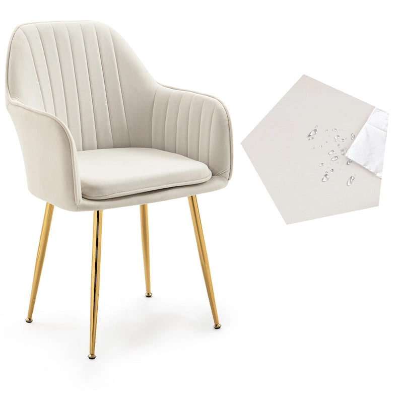 Chaises de salle à manger tapissées en velours avec accoudoirs, lot de 6