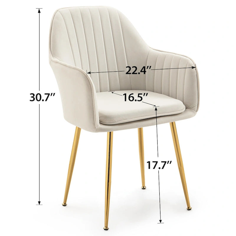 Chaises de salle à manger tapissées en velours avec accoudoirs, lot de 6
