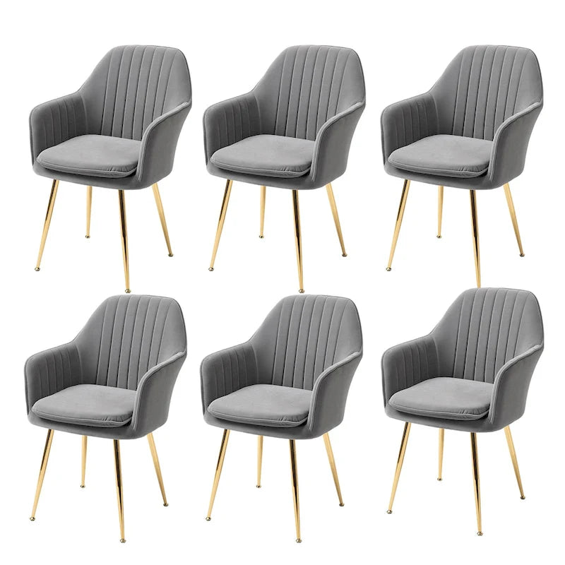 Chaises de salle à manger tapissées en velours avec accoudoirs, lot de 6