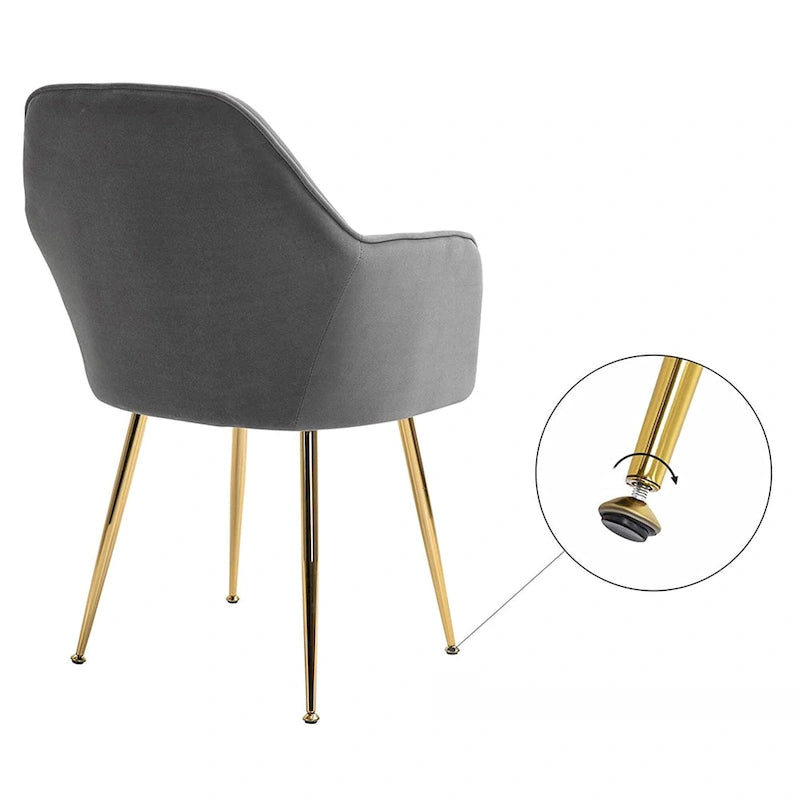 Chaises de salle à manger tapissées en velours avec accoudoirs, lot de 6