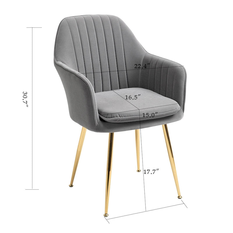 Chaises de salle à manger tapissées en velours avec accoudoirs, lot de 6